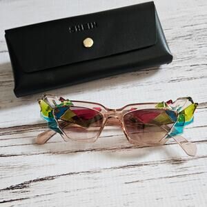 Shein Wing Tip Deco Mod Sunglasses New
